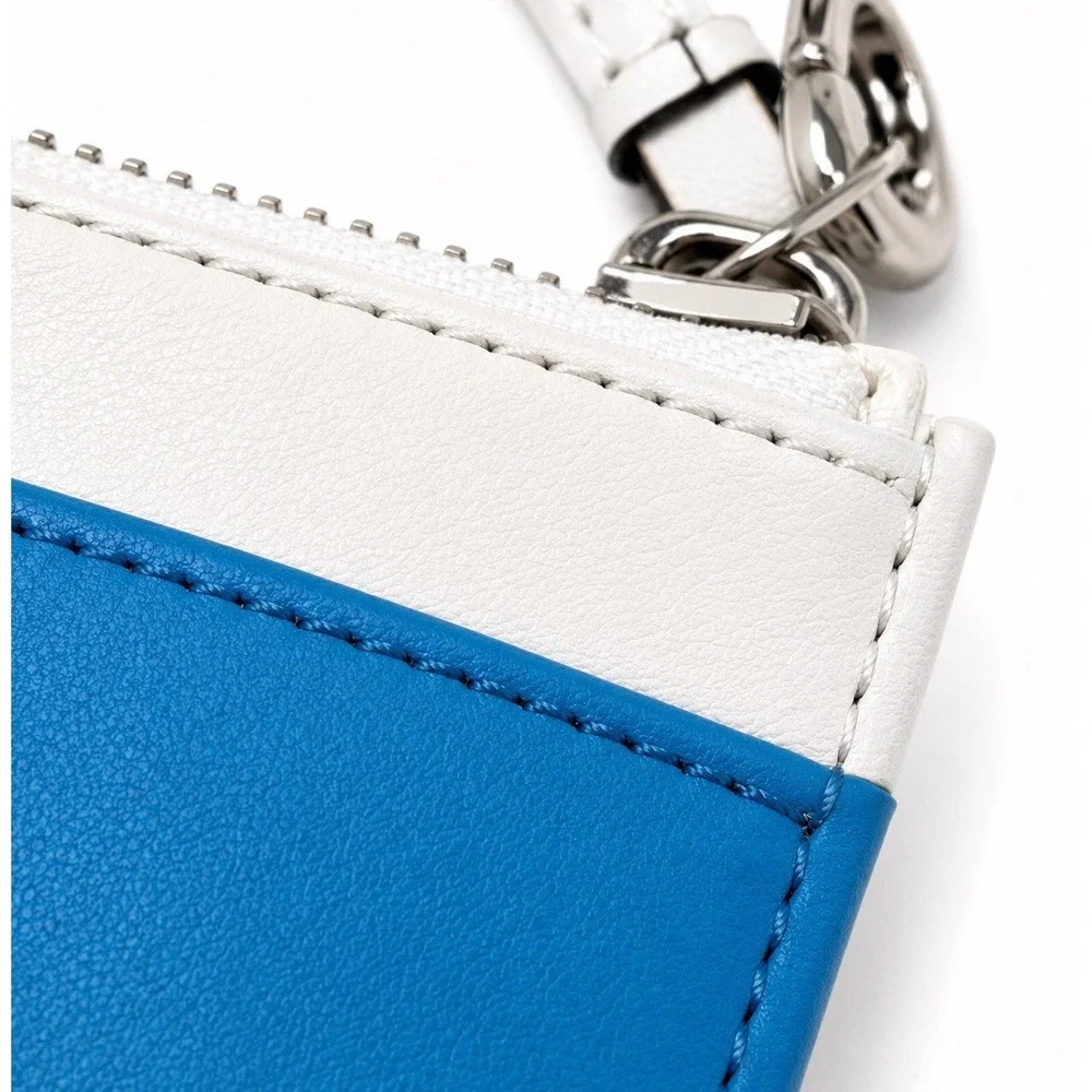 Coach Blue White Leather Wristlet Wallet Clutch Silver Hardware